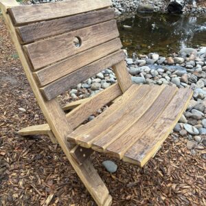 Handcrafted Oak Barrel Wood Folding Chair