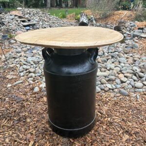 Reclaimed Barrel & Milk Can Table